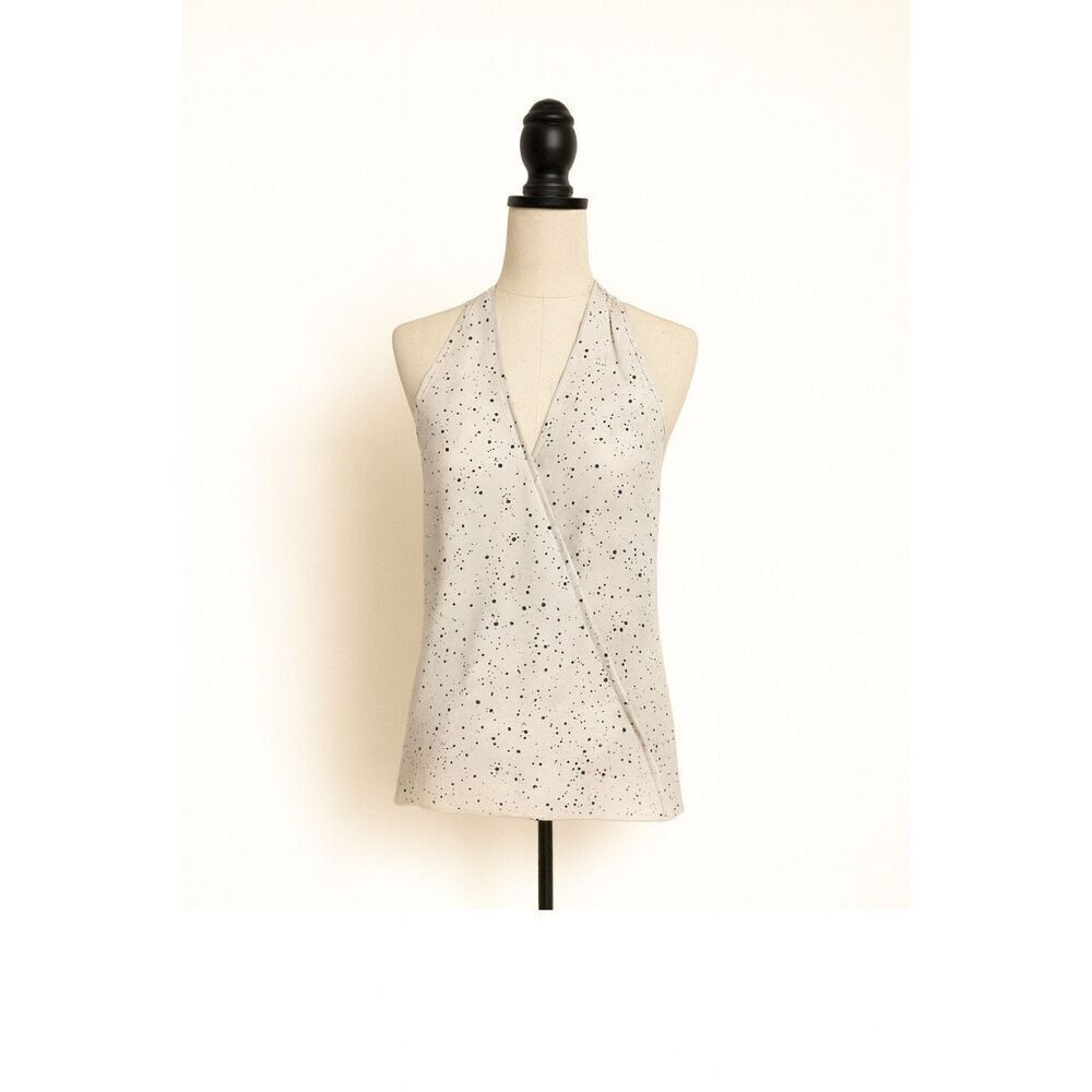 Tibi Splatter Dot Halter Top White Multicolor Print Wrap Style Size S